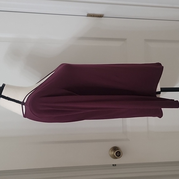Loft Size S Burgundy / Wine Long Sleeve Top with Shoulder Cutouts, EUC - Picture 5 of 11